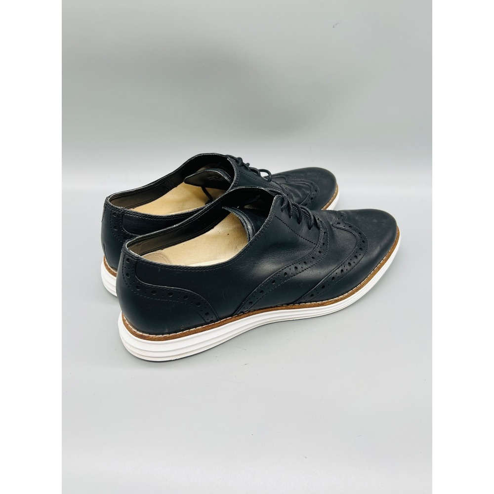 Cole Haan Shoes Womens 8 Black Leather OriginalGrand Wingtip Oxfords Brogue - Picture 7 of 11